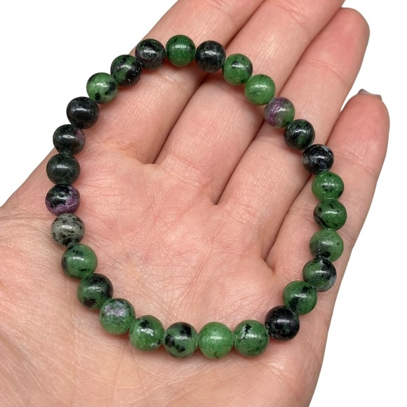 6mm Ruby Zoisite Stretch Bracelet Beads Beaded Crystal Stone Gemstone Green - Picture 2 of 6